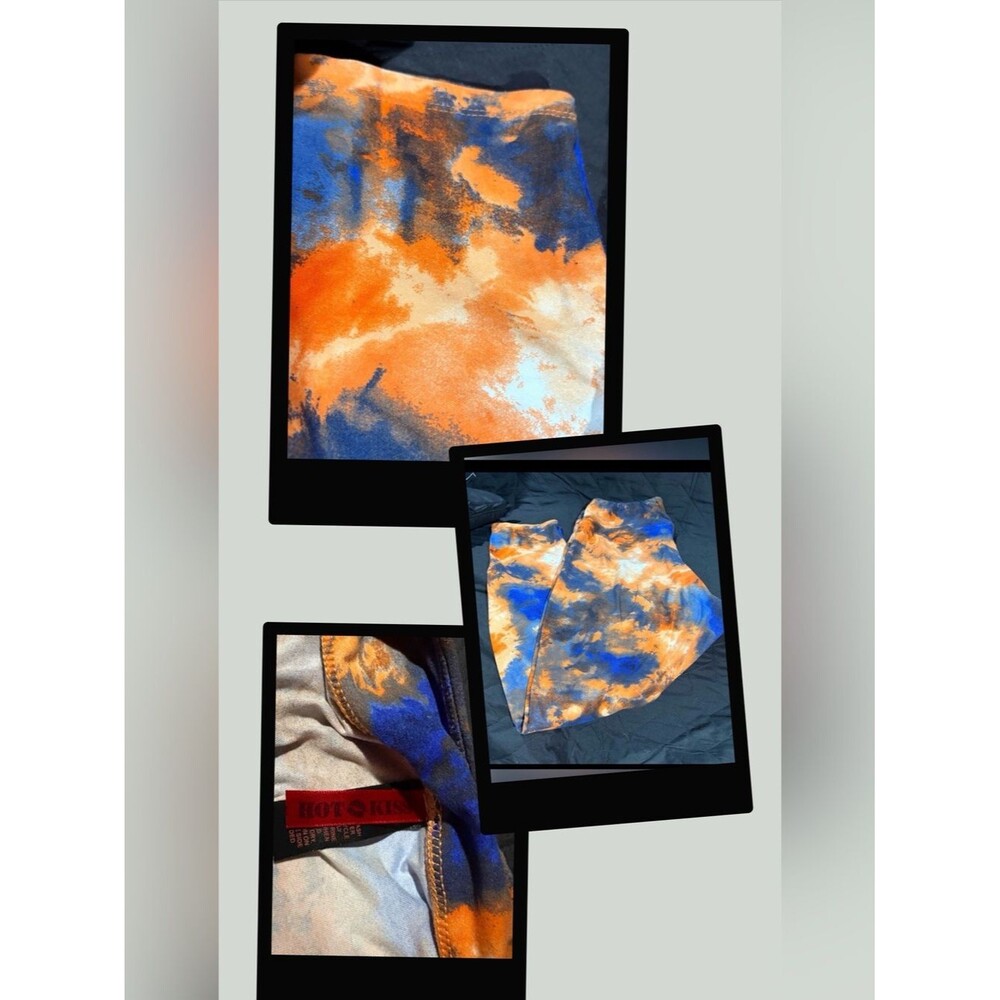 Hot Kiss Vibrant Orange and Blue Tie-Dye Leggings #1922